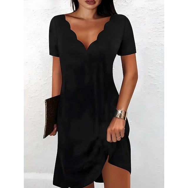 Women's Casual Dress Shift Dress Floral Dress Mini Dress Black And White Black White Short Sleeve Floral Print Summer Spring Scalloped Neck Fashion Vacation 2023 S M L XL XXL 3XL 10 Women's Casual Dress Shift Dress Floral Dress Mini Dress Black And White Black White Short Sleeve Floral Print Summer Spring Scalloped Neck Fashion Vacation 2023 S M L XL XXL 3XL - Image 10