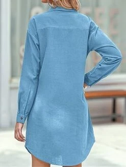 Women's Shirt Dress Casual Dress Mini Dress Outdoor Daily Cotton Linen Basic Classic Shirt Collar Button Pocket Long Sleeve Summer Spring Fall 2023 Loose Fit Black White Pink Pure Color S M L XL 2XL -Casual Print Dress Sales rraprh1691465495033
