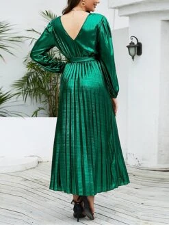 Women's Casual Dress Winter Dress Plain Dress Midi Dress Lace Up Pleated Outdoor Street Daily Fashion Streetwear V Neck Long Sleeve 2023 Loose Fit Yellow Red Purple Color S M L XL XXL Size -Casual Print Dress Sales rspdgr1692868962546