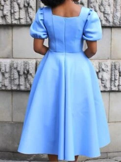 Women‘s Plus Size Curve Party Dress Solid Color Square Neck Short Sleeve Spring Fall Formal Prom Dress Midi Dress Party Going Out Dress -Casual Print Dress Sales rtadkc1659089283840