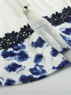 Women‘s Plus Size Curve Work Dress Floral Crew Neck Print 3/4 Length Sleeve Spring Fall Elegant Casual Midi Dress Formal Work Dress -Casual Print Dress Sales rtbffm1630916628885