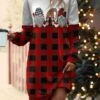 Women's Casual Dress Sweatshirt Dress Mini Dress Warm Fashion Outdoor Christmas Vacation Crew Neck Print Santa Claus Snowflake Loose Fit Black Red S M L XL XXL