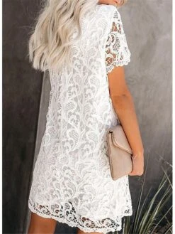 Women's Party Dress Lace Dress T Shirt Dress Tee Dress Mini Dress White Short Sleeve Pure Color Lace Summer Spring Crew Neck Casual 2022 S M L XL XXL 7 Women's Party Dress Lace Dress T Shirt Dress Tee Dress Mini Dress White Short Sleeve Pure Color Lace Summer Spring Crew Neck Casual 2022 S M L XL XXL -Casual Print Dress Sales rwmrym1625815387560