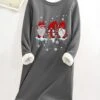 Women's Christmas Dress Sweatshirt Dress Mini Dress Warm Fashion Outdoor Christmas Vacation Crew Neck Print Santa Claus Loose Fit Gray S M L XL XXL