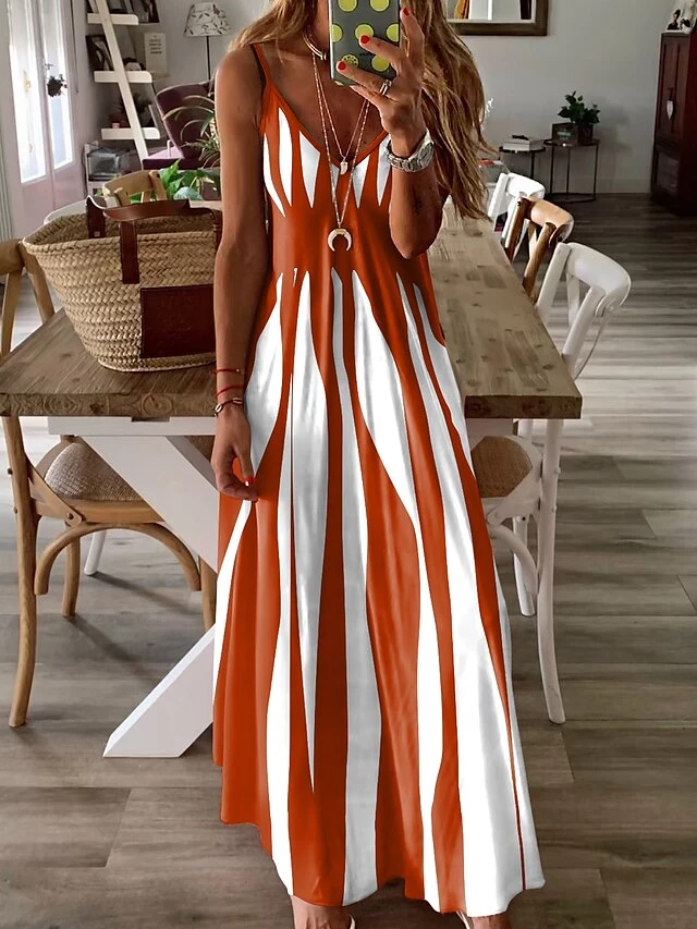 Women's Casual Dress Summer Dress Slip Dress Color Block Print V Neck Long Dress Maxi Dress Active Fashion Outdoor Holiday Sleeveless Regular Fit Black Light Green Pink Summer S M L XL XXL 8 Women's Casual Dress Summer Dress Slip Dress Color Block Print V Neck Long Dress Maxi Dress Active Fashion Outdoor Holiday Sleeveless Regular Fit Black Light Green Pink Summer S M L XL XXL - Image 8