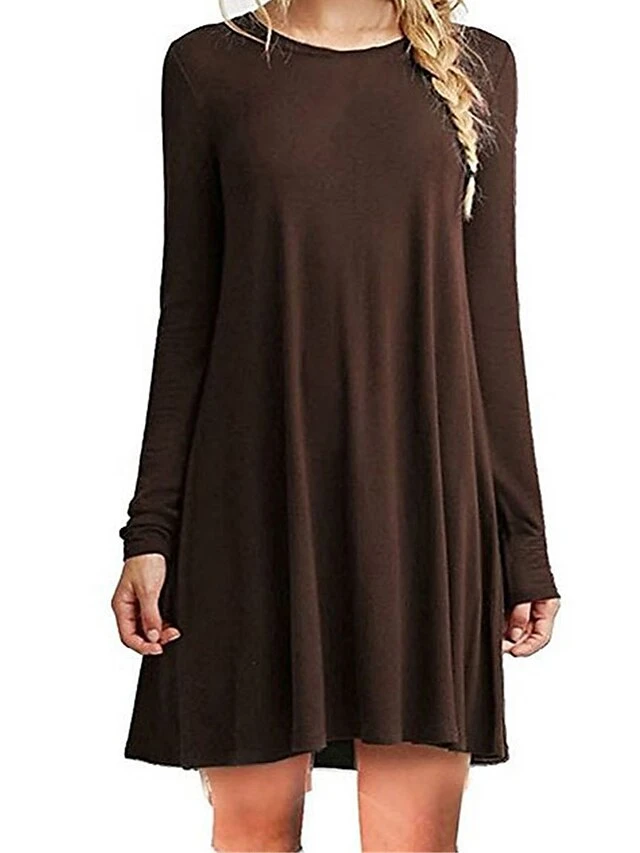 Women's Casual Dress Plain Dress Spring Dress Mini Dress Ruched Daily Date Going Out Active Fashion Crew Neck Long Sleeve 2023 Loose Fit Black White Green Color S M L XL XXL Size 3 Women's Casual Dress Plain Dress Spring Dress Mini Dress Ruched Daily Date Going Out Active Fashion Crew Neck Long Sleeve 2023 Loose Fit Black White Green Color S M L XL XXL Size - Image 3