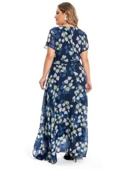 Women‘s Plus Size Curve Casual Dress Swing Dress A Line Dress Floral Long Dress Maxi Dress Short Sleeve Mesh Print Crew Neck Elegant Daily Dark Blue Summer Spring L XL XXL 3XL 4XL -Casual Print Dress Sales rzhaih1694769236036