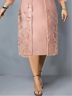 Women's Plus Size Curve Party Dress Dress Set Two Piece Dress Floral Midi Dress 3/4 Length Sleeve Mesh Embroidered Shirt Collar Fashion Party Pink Fall Winter L XL XXL 3XL 4XL 7 Women's Plus Size Curve Party Dress Dress Set Two Piece Dress Floral Midi Dress 3/4 Length Sleeve Mesh Embroidered Shirt Collar Fashion Party Pink Fall Winter L XL XXL 3XL 4XL -Casual Print Dress Sales rzjoaj1697000734303