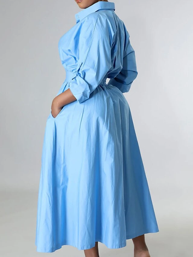 Women's Casual Dress Swing Dress Long Dress Maxi Dress Blue Yellow Orange Long Sleeve Pure Color Pocket Winter Fall Autumn Shirt Collar Winter Dress Weekend Fall Dress Loose Fit 2023 S M L XL XXL 8 Women's Casual Dress Swing Dress Long Dress Maxi Dress Blue Yellow Orange Long Sleeve Pure Color Pocket Winter Fall Autumn Shirt Collar Winter Dress Weekend Fall Dress Loose Fit 2023 S M L XL XXL - Image 8