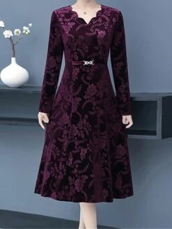Women's Plus Size Party Dress Velvet Dress Cocktail Dress Midi Dress Wine Blue Purple Long Sleeve Floral Jacquard Spring Fall Winter Split Neck Fashion Winter Dress Wedding Guest Vacation 2023 XL XXL 15 Women's Plus Size Party Dress Velvet Dress Cocktail Dress Midi Dress Wine Blue Purple Long Sleeve Floral Jacquard Spring Fall Winter Split Neck Fashion Winter Dress Wedding Guest Vacation 2023 XL XXL -Casual Print Dress Sales sdxqko1692242387422