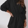 Women's Casual Dress Hoodie Dress Plain Dress Mini Dress Button Pocket Street Daily Holiday Fashion Streetwear Hooded Long Sleeve 2023 Regular Fit Black White Pink Color S M L XL XXL Size