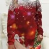 Women‘s Christmas Casual Dress Sweatshirt Dress Mini Dress Warm Fashion Outdoor Holiday Crew Neck Print Animal Tree Loose Fit White Red Burgundy S M L XL XXL