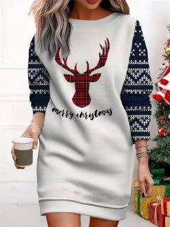 Women's Christmas Casual Dress Sweatshirt Dress Mini Dress Warm Fashion Outdoor Vacation Crew Neck Print Santa Claus Snowman Loose Fit Black White Wine S M L XL XXL 10 Women's Christmas Casual Dress Sweatshirt Dress Mini Dress Warm Fashion Outdoor Vacation Crew Neck Print Santa Claus Snowman Loose Fit Black White Wine S M L XL XXL -Casual Print Dress Sales sjwflf1695365434920