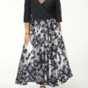 Women‘s Plus Size Curve Casual Dress Sheath Dress A Line Dress Floral Long Dress Maxi Dress Half Sleeve Patchwork Print Crew Neck Fashion Daily Black White Spring Summer L XL XXL 3XL