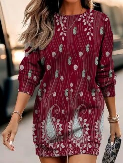 Women's Casual Dress Paisley Dress Sweatshirt Dress Floral Paisley Print Crew Neck Mini Dress Fashion Streetwear Outdoor Daily Long Sleeve Loose Fit Wine Navy Blue Fall Winter S M L XL XXL 5 Women's Casual Dress Paisley Dress Sweatshirt Dress Floral Paisley Print Crew Neck Mini Dress Fashion Streetwear Outdoor Daily Long Sleeve Loose Fit Wine Navy Blue Fall Winter S M L XL XXL -Casual Print Dress Sales smaqix1694424161508