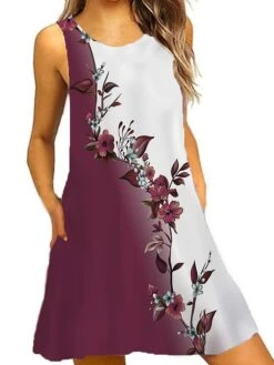 Women's Casual Dress Tank Dress Summer Dress Graphic Floral Print Crew Neck Mini Dress Fashion Classic Daily Holiday Sleeveless Loose Fit Colourful White Red Summer Spring S M L XL XXL -Casual Print Dress Sales smjvwo1685693642922