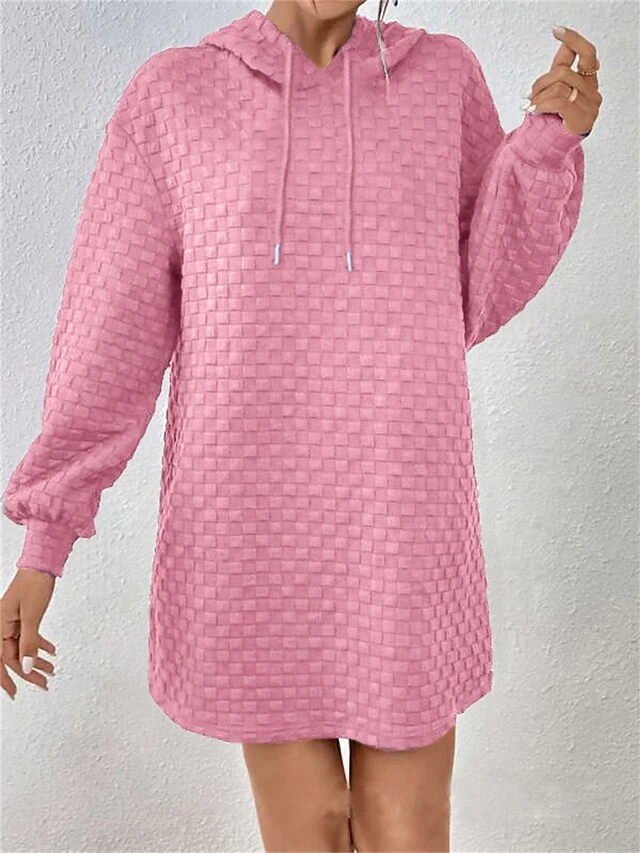 Women's Casual Dress Hoodie Dress Mini Dress Fashion Daily Outdoor Vacation Going Out Hoodie Solid Color Loose Fit Black White Pink S M L XL XXL 4 Women's Casual Dress Hoodie Dress Mini Dress Fashion Daily Outdoor Vacation Going Out Hoodie Solid Color Loose Fit Black White Pink S M L XL XXL - Image 4