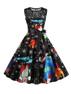 Women‘s Christmas Retro 1950s Vintage Dress Midi Dress Party Patchwork Bow Santa Claus Crew Neck Sleeveless Regular Fit Fall Winter 2023 Black White S M L XL 18 Women‘s Christmas Retro 1950s Vintage Dress Midi Dress Party Patchwork Bow Santa Claus Crew Neck Sleeveless Regular Fit Fall Winter 2023 Black White S M L XL -Casual Print Dress Sales soazgt1694501416763