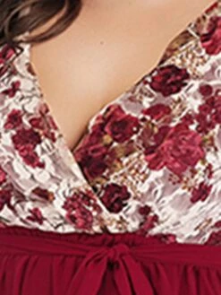 Women‘s Plus Size Curve Party Dress Cocktail Dress Wedding Guest Dress Midi Dress Black Wine Short Sleeve Floral Lace Up Summer Spring Fall V Neck Fashion Birthday Wedding Guest Vacation 2023 -Casual Print Dress Sales sobuxl1691399402469