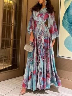 Women's Casual Dress Winter Dress Sheath Dress Tie Dye Ruched Ruffle V Neck Long Dress Maxi Dress Active Fashion Outdoor Daily Long Sleeve Regular Fit Blue Fall Winter S M L XL XXL 5 Women's Casual Dress Winter Dress Sheath Dress Tie Dye Ruched Ruffle V Neck Long Dress Maxi Dress Active Fashion Outdoor Daily Long Sleeve Regular Fit Blue Fall Winter S M L XL XXL -Casual Print Dress Sales sofynr1694674816358