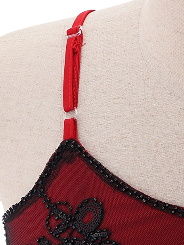 Women's Retro 1920s Fringe Dress Midi Dress Party Halloween Sequins Tassel Fringe Floral Spaghetti Strap Sleeveless Regular Fit Spring Fall 2023 Silver Red S M L XL 7 Women's Retro 1920s Fringe Dress Midi Dress Party Halloween Sequins Tassel Fringe Floral Spaghetti Strap Sleeveless Regular Fit Spring Fall 2023 Silver Red S M L XL - Image 7