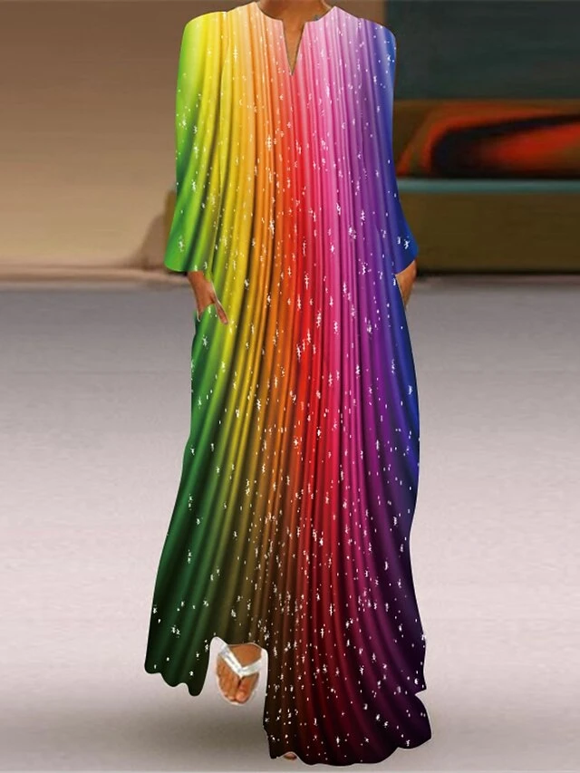 Women's Casual Dress Ethnic Dress Swing Dress Graphic Pocket Colorful Print V Neck Maxi Dress Vintage Classic Daily Weekend Long Sleeve Regular Fit Orange Summer SpringS-5XL 1 Women's Casual Dress Ethnic Dress Swing Dress Graphic Pocket Colorful Print V Neck Maxi Dress Vintage Classic Daily Weekend Long Sleeve Regular Fit Orange Summer SpringS-5XL