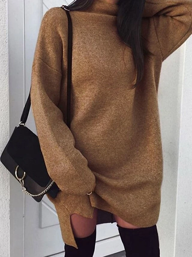 Women's Casual Dress Sweatshirt Dress Mini Dress Fashion Daily Outdoor Holiday Vacation Turtleneck Pure Color Pure Color Loose Fit Yellow Red Blue S M L XL XXL 4 Women's Casual Dress Sweatshirt Dress Mini Dress Fashion Daily Outdoor Holiday Vacation Turtleneck Pure Color Pure Color Loose Fit Yellow Red Blue S M L XL XXL - Image 4