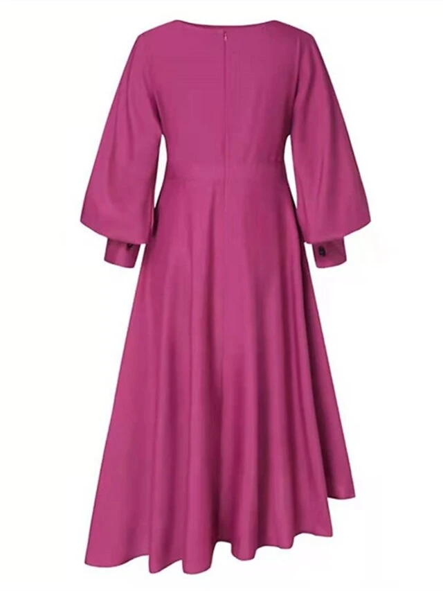 Women‘s Party Dress Work Dress A Line Dress Midi Dress Black Fuchsia Green Long Sleeve Pure Color Ruched Winter Fall Spring Crew Neck Fashion Winter Dress Office Daily 2023 S M L XL XXL 3XL 5 Women‘s Party Dress Work Dress A Line Dress Midi Dress Black Fuchsia Green Long Sleeve Pure Color Ruched Winter Fall Spring Crew Neck Fashion Winter Dress Office Daily 2023 S M L XL XXL 3XL - Image 5