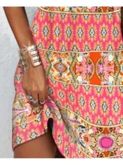 Women's Casual Dress Ethnic Dress Halter Neck Dress Mini Dress Pink Sleeveless Geometric Cut Out Summer Spring Halter Neck Fashion Vacation Summer Dress 2023 S M L XL XXL 3XL -Casual Print Dress Sales sqkprv1655344734896