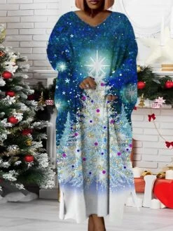 Women‘s Plus Size Christmas Dress Santa Claus V Neck Long Sleeve Winter Fall Modern Maxi Long Dress Daily Dress 11 Women‘s Plus Size Christmas Dress Santa Claus V Neck Long Sleeve Winter Fall Modern Maxi Long Dress Daily Dress -Casual Print Dress Sales sqnbwo1668158227595