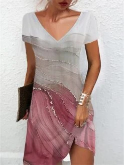 Women's Casual Dress Summer Dress Print Dress Floral Ombre Print V Neck Mini Dress Active Fashion Outdoor Daily Short Sleeve Regular Fit White Pink Blue Summer Spring S M L XL XXL -Casual Print Dress Sales srbghr1684141772758