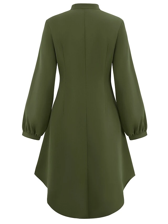 Women's Shirt Dress Casual Dress Mini Dress Outdoor Daily Date Polyester Fashion Modern V Neck Ruched Button Long Sleeve Fall Winter 2023 Loose Fit ArmyGreen Orange Apricot Pure Color S M L XL 15 Women's Shirt Dress Casual Dress Mini Dress Outdoor Daily Date Polyester Fashion Modern V Neck Ruched Button Long Sleeve Fall Winter 2023 Loose Fit ArmyGreen Orange Apricot Pure Color S M L XL - Image 15