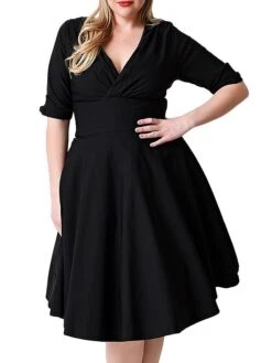 Women‘s Plus Size Curve Casual Dress Vintage Dress Solid Color Midi Dress Half Sleeve V Neck Fashion Daily Black Wine Summer Spring L XL XXL 3XL 4XL 7 Women‘s Plus Size Curve Casual Dress Vintage Dress Solid Color Midi Dress Half Sleeve V Neck Fashion Daily Black Wine Summer Spring L XL XXL 3XL 4XL -Casual Print Dress Sales stdhvv1677640139232