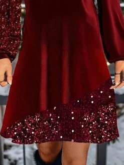 Women's Christmas Dress Velvet Dress Casual Dress Mini Dress Patchwork Cold Shoulder Christmas Street Vacation Fashion Streetwear V Neck Long Sleeve 2023 Regular Fit Wine Color S M L XL XXL Size 5 Women's Christmas Dress Velvet Dress Casual Dress Mini Dress Patchwork Cold Shoulder Christmas Street Vacation Fashion Streetwear V Neck Long Sleeve 2023 Regular Fit Wine Color S M L XL XXL Size -Casual Print Dress Sales stvpls1696758712342