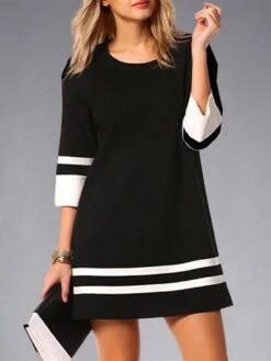 Women's Work Dress Semi Formal Dress Fashion Mini Dress Print Crew Neck 3/4 Length Sleeve Plaid Stripe Regular Fit Black White Brown Summer Spring S M L XL XXL 8 Women's Work Dress Semi Formal Dress Fashion Mini Dress Print Crew Neck 3/4 Length Sleeve Plaid Stripe Regular Fit Black White Brown Summer Spring S M L XL XXL -Casual Print Dress Sales stxxsw1676290542122