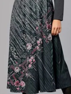 Women's Midi Dress Yellow Gray Long Sleeve Floral Print Winter Fall V Neck Mature Winter Dress Fall Dress 2023 S M L XL XXL 3XL -Casual Print Dress Sales sueqax1661312886484