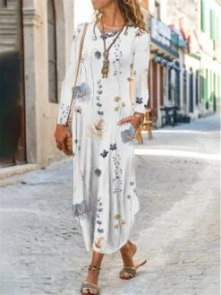 Women's Casual Dress Print Dress Spring Dress Floral Ditsy Floral Pocket Split Crew Neck Long Dress Maxi Dress Fashion Streetwear Outdoor Daily Long Sleeve Regular Fit White Light Green Pink Summer 10 Women's Casual Dress Print Dress Spring Dress Floral Ditsy Floral Pocket Split Crew Neck Long Dress Maxi Dress Fashion Streetwear Outdoor Daily Long Sleeve Regular Fit White Light Green Pink Summer -Casual Print Dress Sales suldcj1689245779554