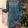 Women's Casual Dress Sweatshirt Dress Mini Dress Warm Fashion Outdoor Vacation Going Out Crew Neck Print Graphic Regular Fit Green S M L XL XXL