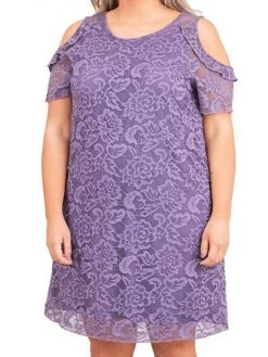 Women's Plus Size Curve Casual Dress Lace Dress A Line Dress Plain Mini Dress Short Sleeve Lace Patchwork V Neck Fashion Outdoor ArmyGreen Blue Fall Winter XL XXL 3XL 4XL