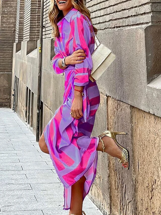 Women's Shirt Dress Shift Dress Wrap Dress Maxi Long Dress Winter Dress Daily Holiday Polyester Sexy Casual Shirt Collar Lace Up Tie Belt Long Sleeve Spring Fall Winter 2023 Regular Fit Purple Orange 8 Women's Shirt Dress Shift Dress Wrap Dress Maxi Long Dress Winter Dress Daily Holiday Polyester Sexy Casual Shirt Collar Lace Up Tie Belt Long Sleeve Spring Fall Winter 2023 Regular Fit Purple Orange - Image 8