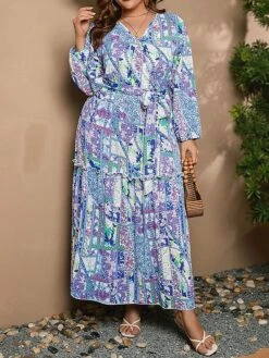 Women's Casual Dress Swing Dress Print Dress Leaf Floral Ruffle Print V Neck Long Dress Maxi Dress Fashion Streetwear Outdoor Daily Long Sleeve Regular Fit Blue Apricot Fall Winter XL XXL 3XL 4XL 28 Women's Casual Dress Swing Dress Print Dress Leaf Floral Ruffle Print V Neck Long Dress Maxi Dress Fashion Streetwear Outdoor Daily Long Sleeve Regular Fit Blue Apricot Fall Winter XL XXL 3XL 4XL -Casual Print Dress Sales szrzrj1697539486606
