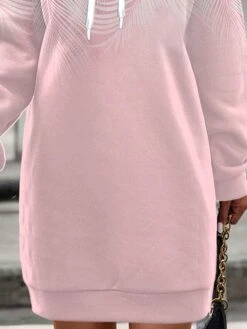 Women's Casual Dress Hoodie Dress Winter Dress Leaf Print Hooded Mini Dress Fashion Streetwear Outdoor Daily Long Sleeve Loose Fit Pink Fall Winter S M L XL XXL -Casual Print Dress Sales tabxem1694056788413