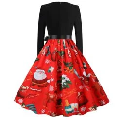 Women's Christmas Swing Dress Trumpet / Mermaid DressKnee Length Dress Black Long SleeveSnowman Zipper Bow Print Fall Winter V Neck Elegant HolidayParty 2022 S M L XL XXL XXXL -Casual Print Dress Sales tbppti1632650595779