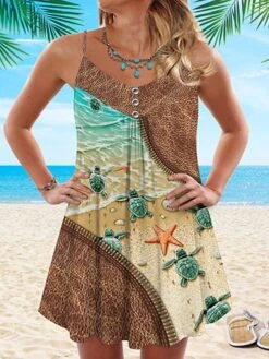 Women's Casual Dress Shift Dress Sundress Graphic Animal Backless Button Strap Mini Dress Tropical Fashion Outdoor Daily Sleeveless Regular Fit Black Yellow Brown Spring Summer S M L XL XXL