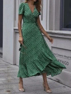Women's Long Dress Maxi Dress Wrap Dress Floral Dress Summer Dress Graphic Modern Casual Outdoor Daily Holiday Ruffle Split Short Sleeve V Neck Dress Regular Fit Green Summer Spring S M L XL 17 Women's Long Dress Maxi Dress Wrap Dress Floral Dress Summer Dress Graphic Modern Casual Outdoor Daily Holiday Ruffle Split Short Sleeve V Neck Dress Regular Fit Green Summer Spring S M L XL -Casual Print Dress Sales tcspvj1678687466991