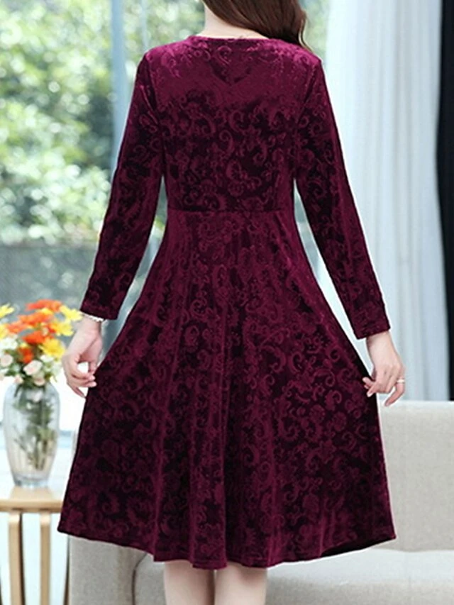 Women's Christmas Dress Casual Dress Velvet Dress Midi Dress Pocket Outdoor Christmas Street Fashion Elegant V Neck Long Sleeve 2023 Loose Fit Black Wine Blue Color XL XXL 3XL 4XL 5XL Size 2 Women's Christmas Dress Casual Dress Velvet Dress Midi Dress Pocket Outdoor Christmas Street Fashion Elegant V Neck Long Sleeve 2023 Loose Fit Black Wine Blue Color XL XXL 3XL 4XL 5XL Size - Image 2