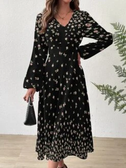 Women's Casual Dress Print Dress Graphic Print V Neck Long Dress Maxi Dress Classic Daily Long Sleeve Regular Fit Black Red Lilac Fall S M L XL XXL -Casual Print Dress Sales tdmmul1697195301100