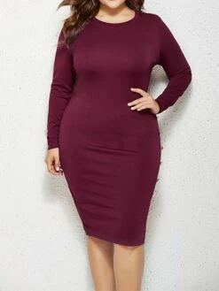 Women's Plus Size Curve Casual Dress Bodycon Sheath Dress Plain Midi Dress Long Sleeve Crew Neck Fashion Daily Black Wine Fall Winter XXL 3XL 4XL 5XL 19 Women's Plus Size Curve Casual Dress Bodycon Sheath Dress Plain Midi Dress Long Sleeve Crew Neck Fashion Daily Black Wine Fall Winter XXL 3XL 4XL 5XL -Casual Print Dress Sales tdvdxv1694151465712