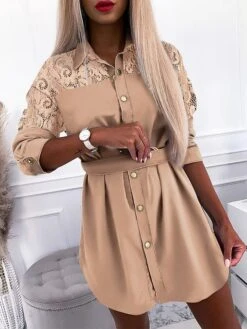 Women's Shirt Dress Mini Dress Winter Dress Daily Date Polyester Polyester / Cotton Fashion Casual Shirt Collar Lace Tie Belt Long Sleeve Summer Spring Fall 2022 Regular Fit Yellow Green Geometric 5 Women's Shirt Dress Mini Dress Winter Dress Daily Date Polyester Polyester / Cotton Fashion Casual Shirt Collar Lace Tie Belt Long Sleeve Summer Spring Fall 2022 Regular Fit Yellow Green Geometric -Casual Print Dress Sales teurha1629868717240