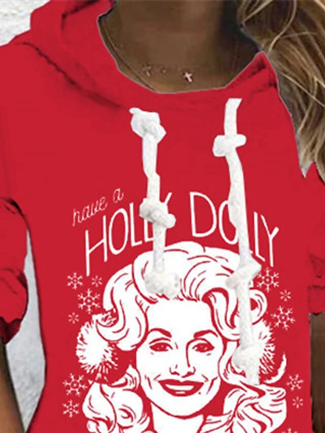 Women's Christmas Hoodie Dress Shift Dress Mini Dress Red Long Sleeve Letter Print Winter Fall Autumn Hooded Fashion Christmas Daily 2022 S M L XL XXL 3XL 2 Women's Christmas Hoodie Dress Shift Dress Mini Dress Red Long Sleeve Letter Print Winter Fall Autumn Hooded Fashion Christmas Daily 2022 S M L XL XXL 3XL - Image 2